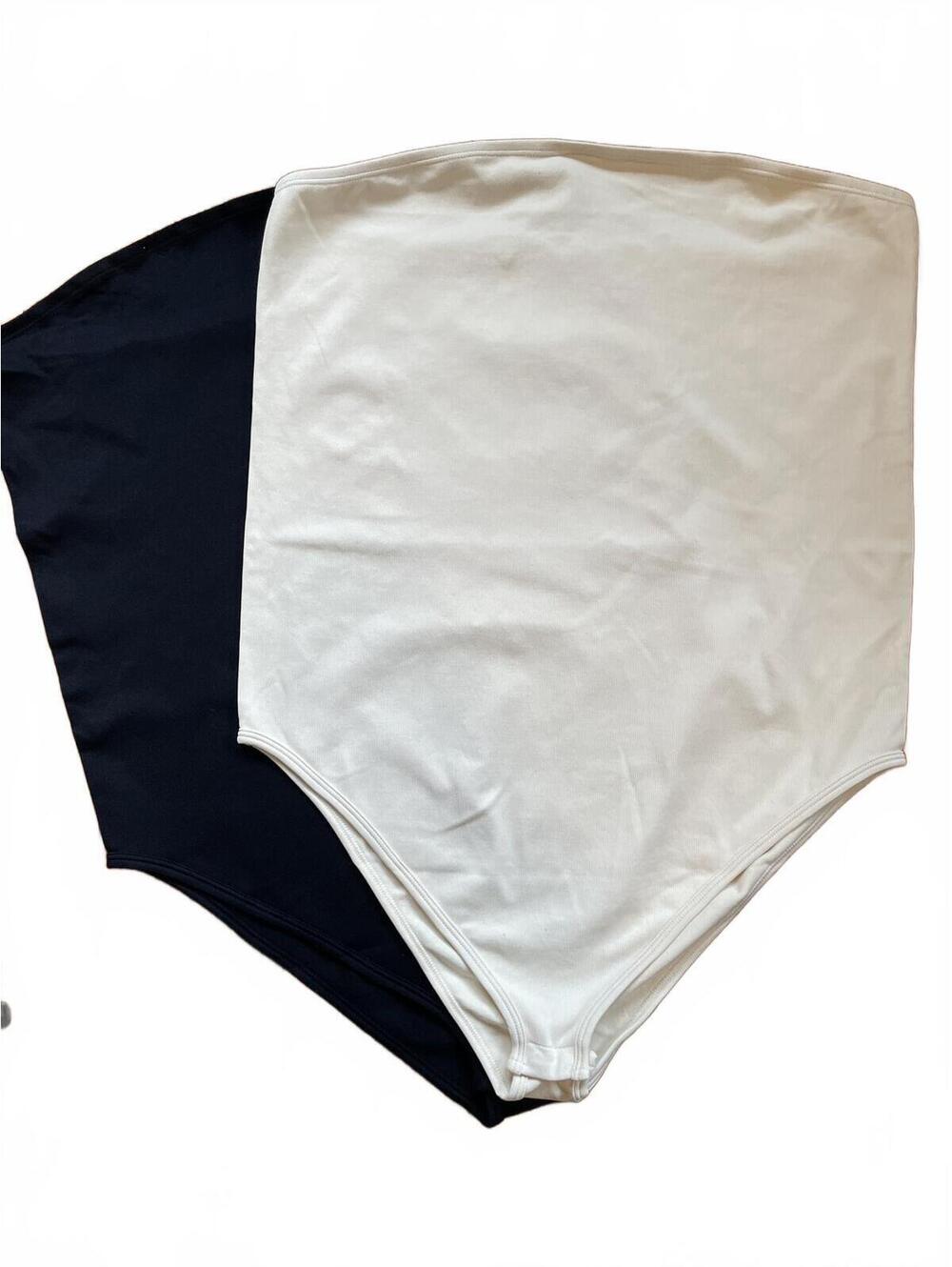 OQQ Black & Cream Tube Bodysuit Set Size XL